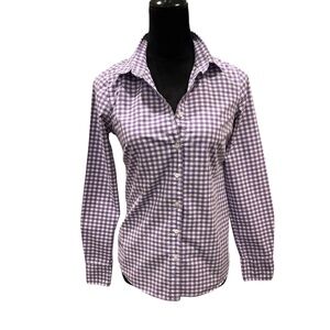 J. Crew Women’s Purple/White Checked Perfect Button Down Shirt 0 (XS) FLAWED
